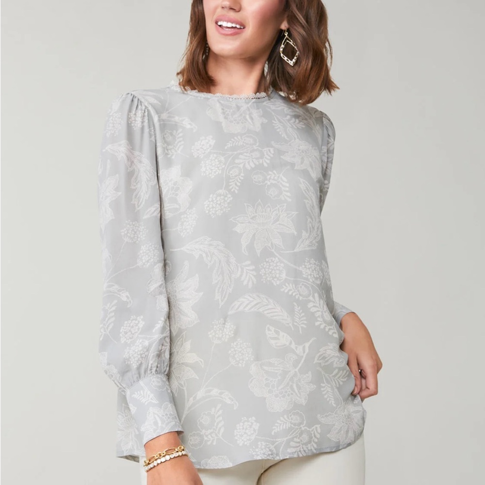 Spartina 449 Raynee Blouse Maritime Forest Field Blooms Soft Mist size XS